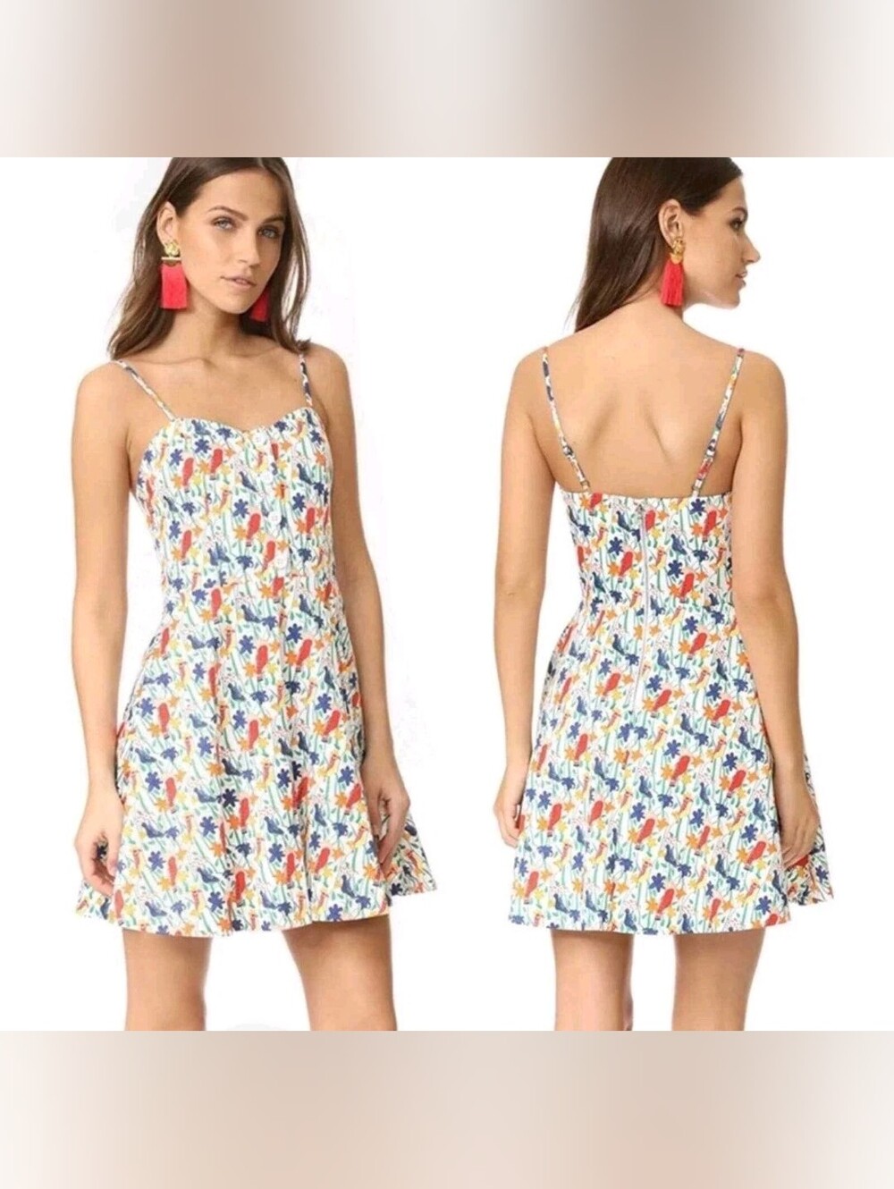 Alice + Olivia White Mini Dress with Multicolor Floral Print